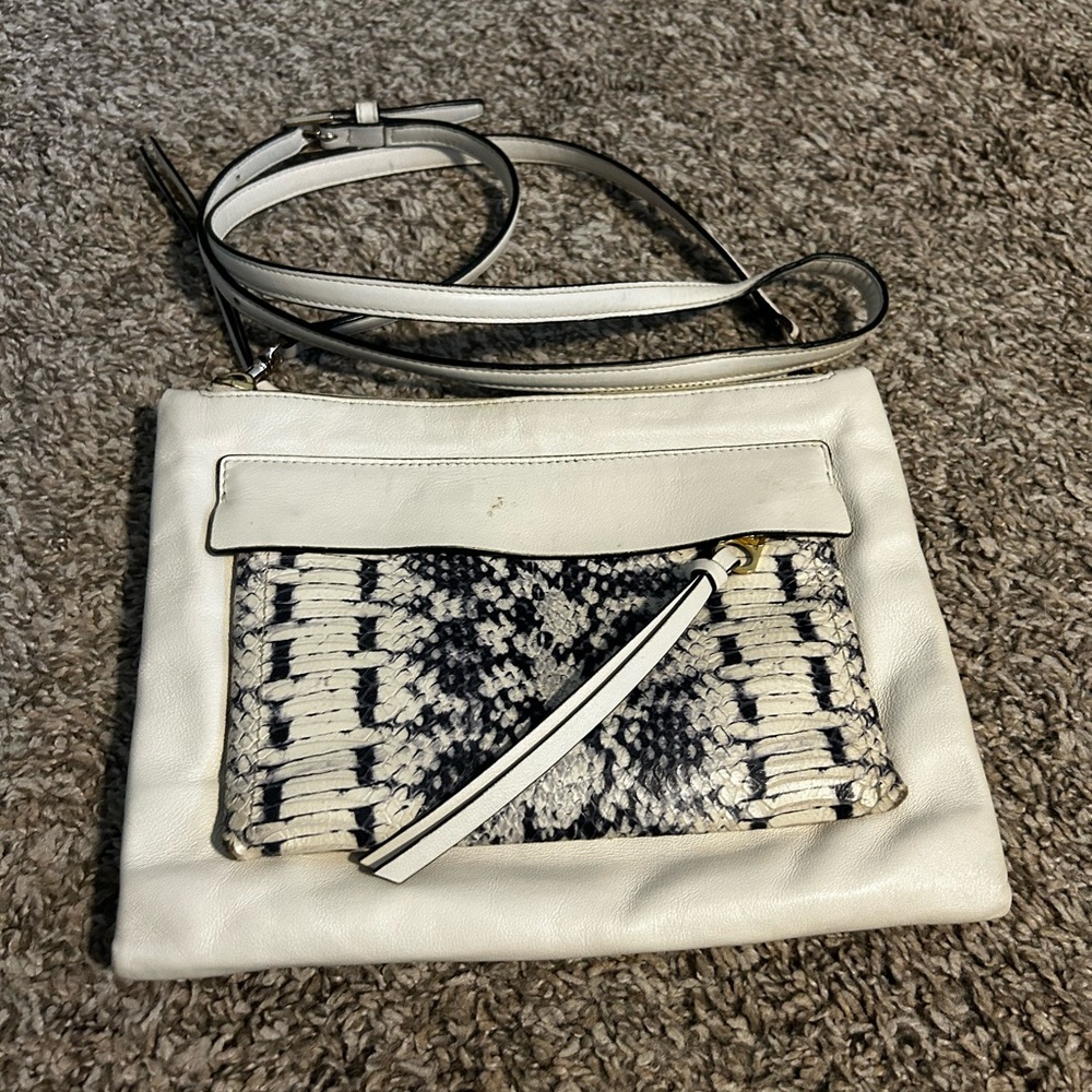 White and Black Geometric Crossbody Bag